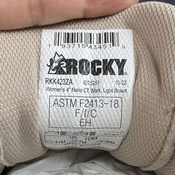 Rocky V-Lite Women's Lace-Up 4” Nano Composite Work Shoe Women's 10 Light Brown - Picture 4 of 11